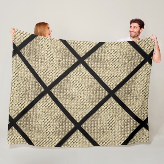 レンガ壁ベージュの素朴なデザインのプリント フリースブランケット (インサイチュ)