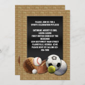 レンガ壁付き全スタースポーツボール 招待状 (正面/裏面)