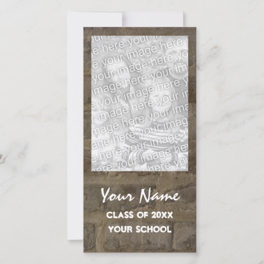 レンガ壁卒業発表フォトカード 案内状 (正面)