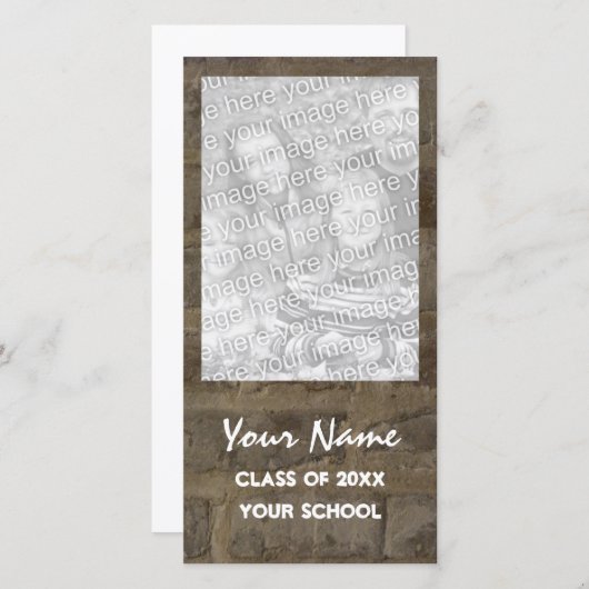 レンガ壁卒業発表フォトカード 案内状 (正面/裏面)