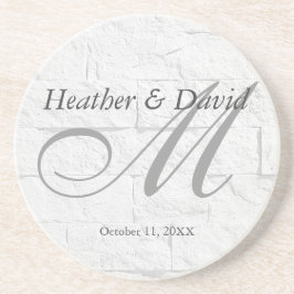 レンガ壁書道スクリプトモノグラム結婚ズ コースター