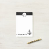 レンガ壁航海のいかりモノグラム ポストイット (デスク上)