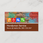 レンガ壁茶色レイヤ絵を描（ばちゃばちゃ）跳ねる 名刺 (正面)