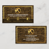 レンガ壁金ゴールド枠組積造業者 名刺 (正面/裏面)