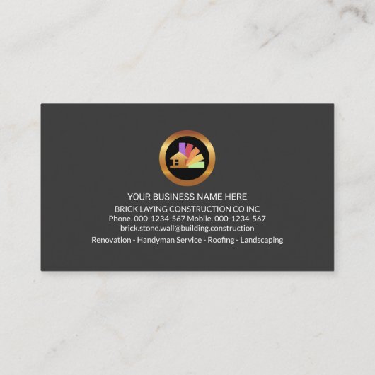 レンガ壁金ゴールド波レンガ層 名刺 (裏面)