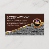 レンガ壁金ゴールド波レンガ層 名刺 (正面)