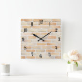 レンガ壁 スクエア壁時計 (ホーム)
