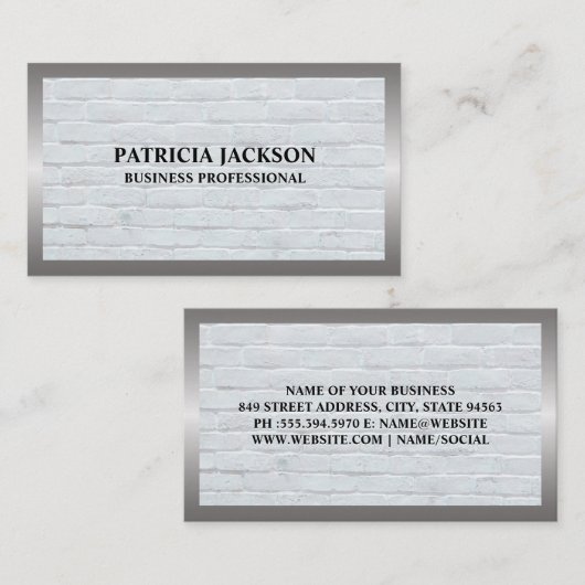 レンガ壁 |メタル縁ど 名刺 (正面/裏面)