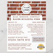 レンガ壁、建物会社のロゴ、ビルダー広告 チラシ (正面)