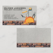 レンガ壁 | 建築ツールと懸命帽子 名刺 (正面/裏面)