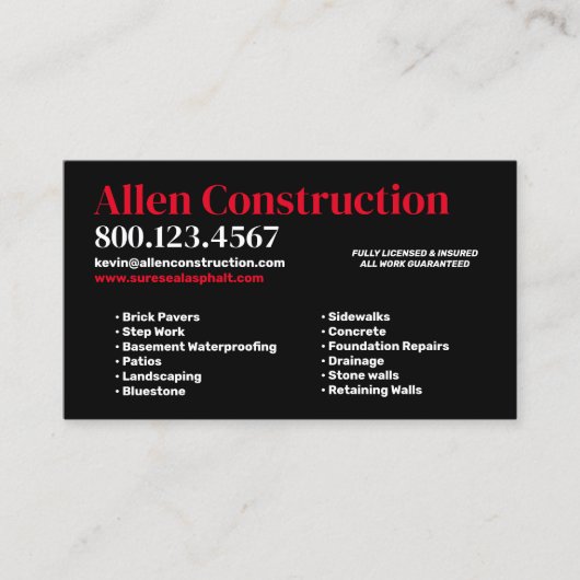 レンガ敷き 駐車場・庭 名刺 (正面)