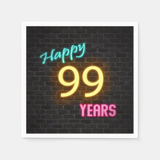 レンガ白熱［赤熱］光を放つ壁のネオン99サイン スタンダードカクテルナプキン (正面)