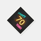 レンガ白熱［赤熱］光を放つ壁の70ネオン看板 スタンダードカクテルナプキン (角)