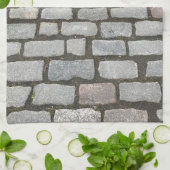 レンガ石畳通り経路自然写真 キッチンタオル (折り畳み)