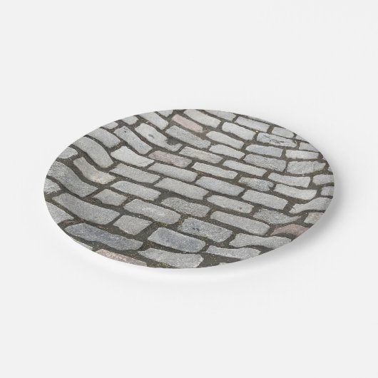 レンガ石畳通り経路自然写真 ペーパープレート (アングル)