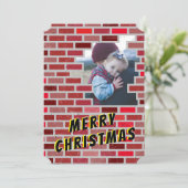 レンガ石積み労働者ブロックのクリスマスフォト 招待状 (スタンド正面)