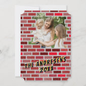 レンガ石積み労働者ブロックのクリスマスフォト 招待状 (裏面)