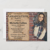 レンガ素朴の卒業 招待状 (正面)