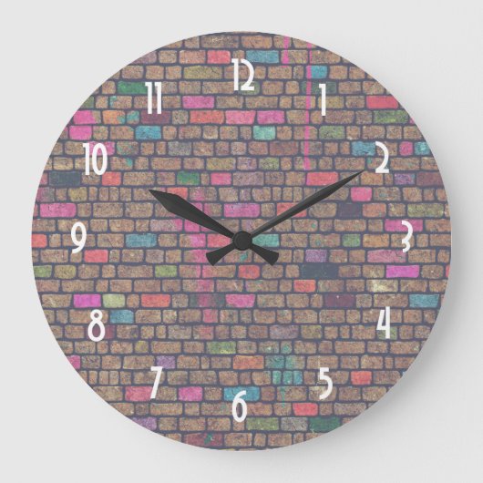 レンガ素朴壁のテクスチャ ラージ壁時計 (正面)