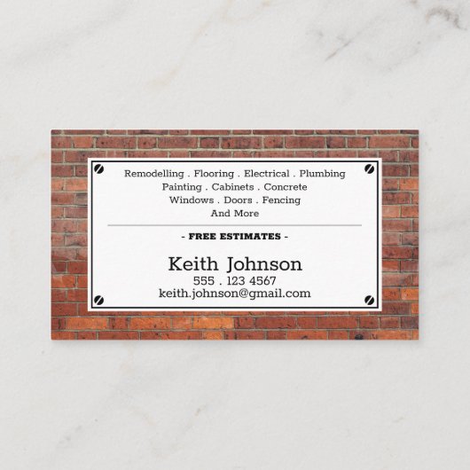 レンガ素朴建築メーソンリープロフェッショナル 名刺 (裏面)