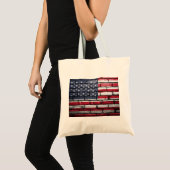 レンガ絵画壁のアメリカ国旗 トートバッグ (正面(商品))