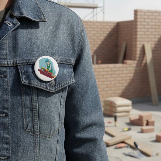 レンガ職人が仕事中 缶バッジ