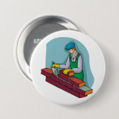 レンガ職人が仕事中 缶バッジ (正面&裏面)