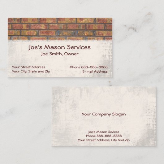 レンガ職人 石工事業の名刺 名刺 (正面/裏面)