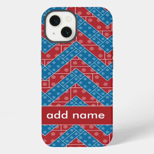 レンガ色と青のカラフルなジグザグ模様 iPhoneケース (裏面)