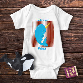 レンガ色の赤と白のストライプ•北極のイルカ ベビーボディスーツ