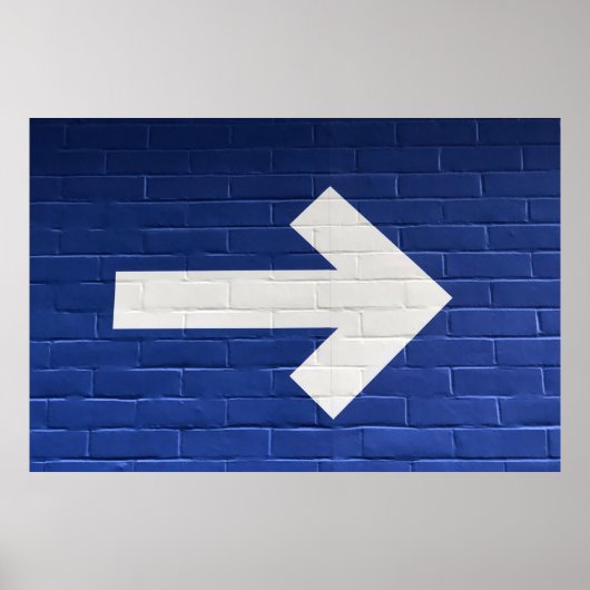レンガ色彩の鮮やか壁の白い矢印 ポスター (正面)
