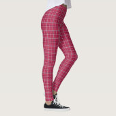 レンガ赤とソフトピーチのチェック柄 レギンス (右)