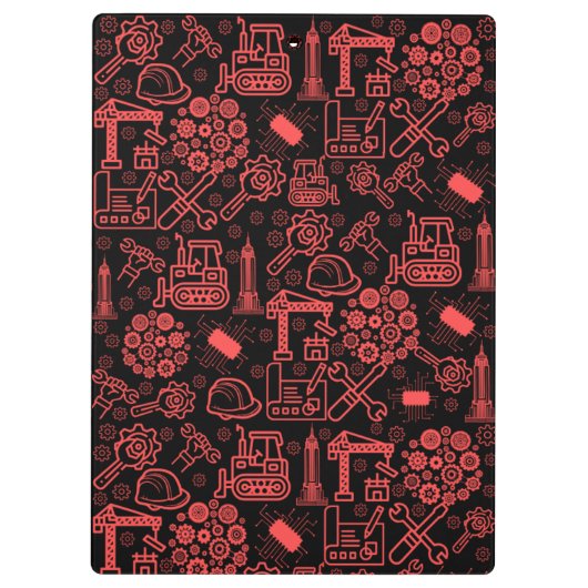 レンガ赤の建築モダン設計図エンジニア クリップボード (裏面)