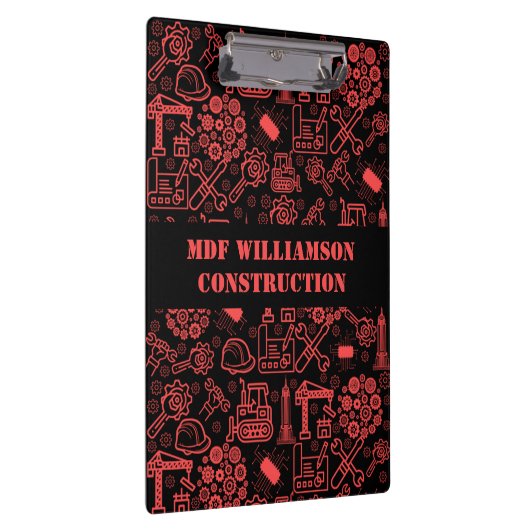 レンガ赤の建築モダン設計図エンジニア クリップボード (右)