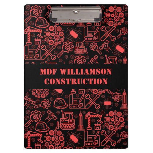 レンガ赤の建築モダン設計図エンジニア クリップボード (正面)