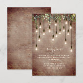 レンガ電球グリーンウェディングレセプションの詳細 招待状 (正面/裏面)