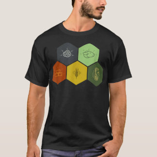 レンガ、木材、岩石、小麦、羊 板ゲーム Tシャツ