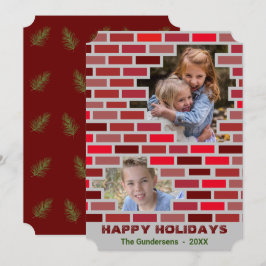 レンガ 石材 作業員 ブロック クリスマス 招待状