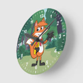 レンジャー・リック |スカーレットキツネなびく ラウンド壁時計 (傾斜)