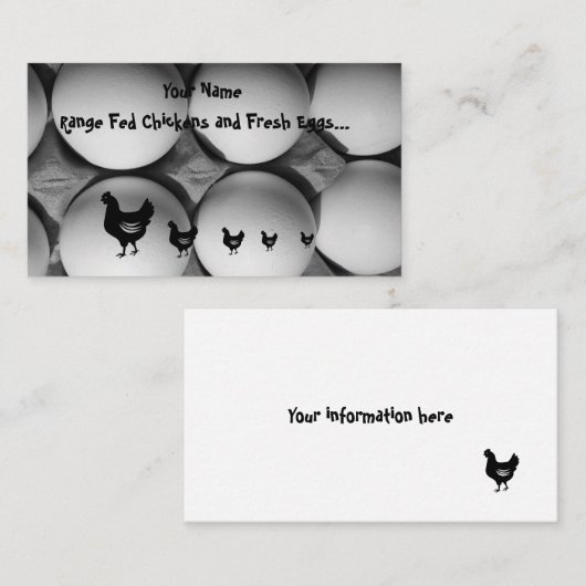 レンジ鶏食べ物を与えと生卵の名刺 名刺 (正面/裏面)