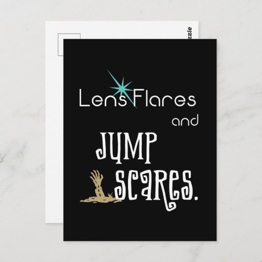 レンズフレアとジャンプ怖れの映画ユーモア ポストカード (正面/裏面)