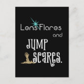 レンズフレアとジャンプ怖れの映画ユーモア ポストカード (正面)