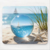 レンズボールに映る海の反射 マウスパッド (正面)