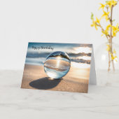 レンズ用ビーチ反射付き誕生日 カード (黄色い花)