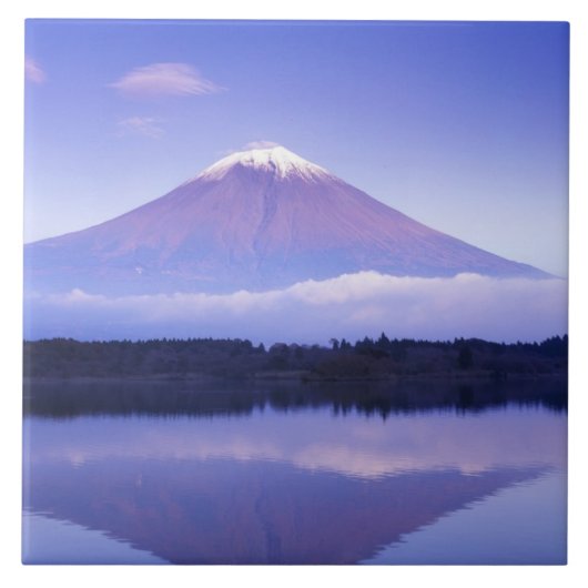 レンズ雲と富士山 本栖湖、 タイル (正面)
