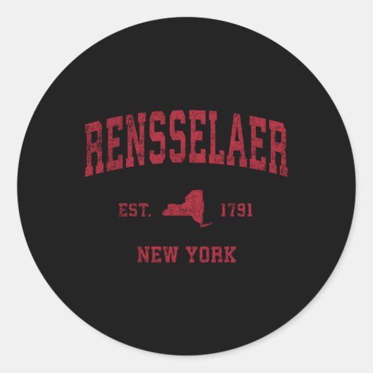 レンセラーニューヨークニュースポーツレッドプリント ラウンドシール (正面)