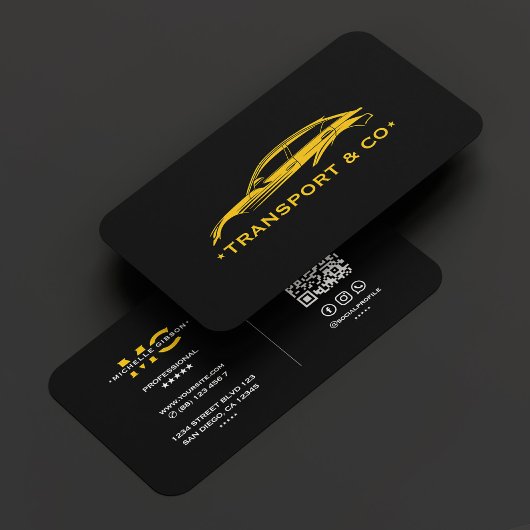 レンタカー運転手ショフールブラックイエローレトロ 名刺