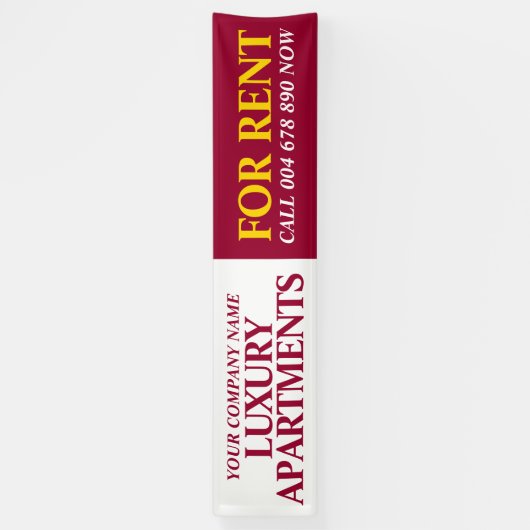 レンタル会社の賃貸の看板の赤 横断幕 (縦)