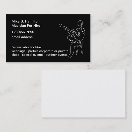 レンタル用アコースティックギターミュージシャン 名刺 (正面/裏面)