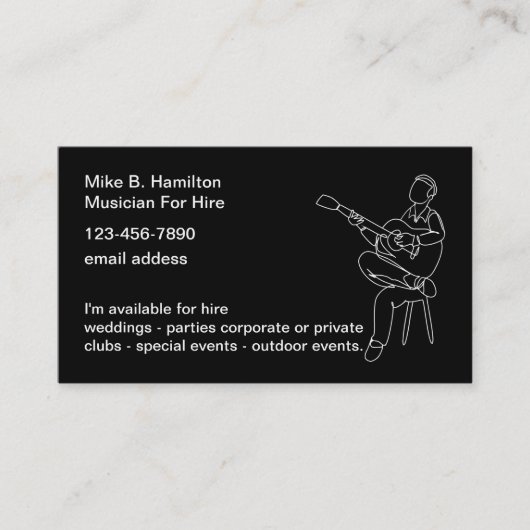 レンタル用アコースティックギターミュージシャン 名刺 (正面)